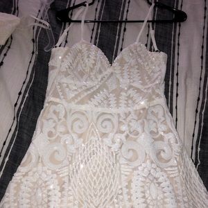 White sequin mini dress